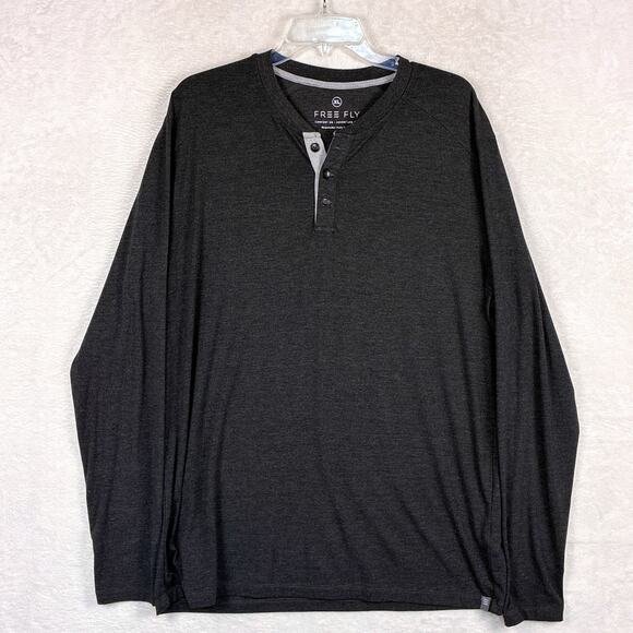 Free Fly Henley Shirt Mens XL Gray Bamboo Flex Performance Preppy Outdoor - Picture 1 of 8
